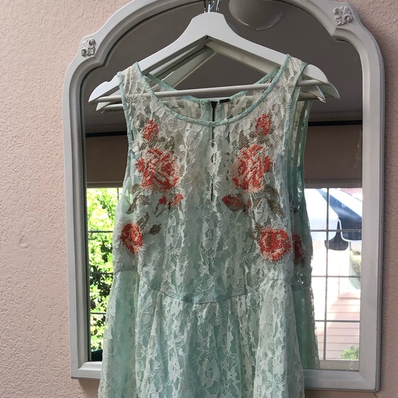 Free People Lace Mint Green Orange Embroidery - Picture 2 of 5